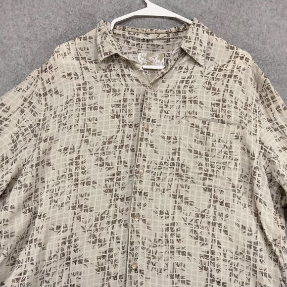Tasso Elba Island Button Down Shirt Mens Size XL Short Sleeve Silk Linen Blend - Picture 2 of 10